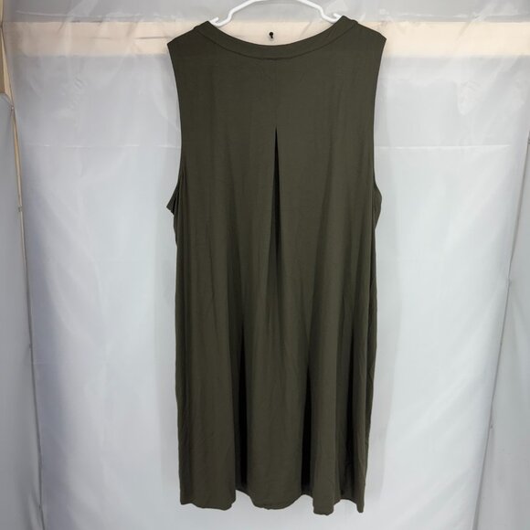 J Jill Women 3X Tank Dress Knee Length Olive Green Sleeveless Stretch Cutout - Picture 3 of 9